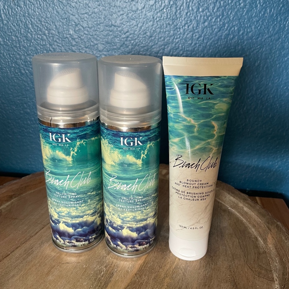 IGK 2x BEACH CLUB TEXTURE SPRAY & BLOWOUT CREAM BUNDLE